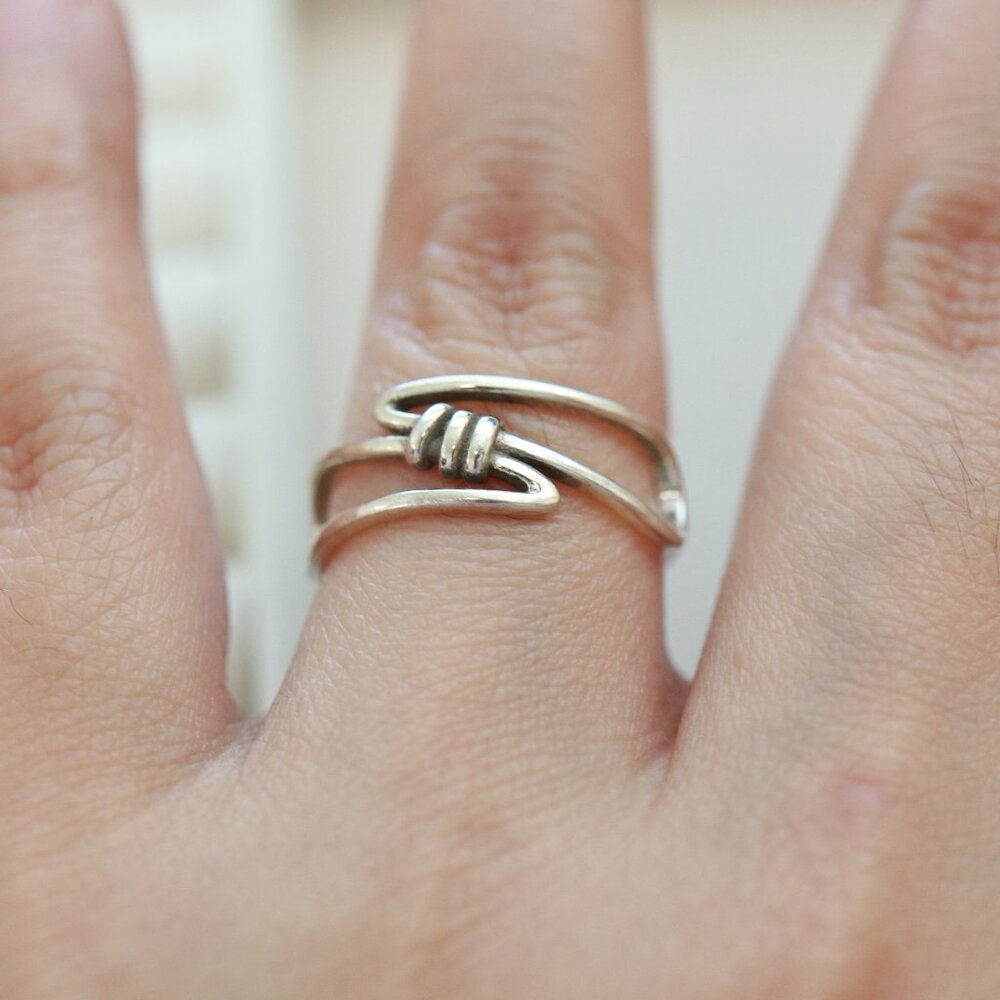 S925 Knot Link Style Adjustable Ring Sterling Silver Stamped S925 - Picture 4 of 4